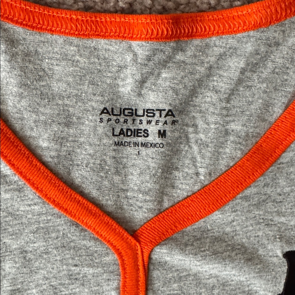 Augusta Sportswear Women's Raglan Tee - Gray and Orange - Picture 2 of 2